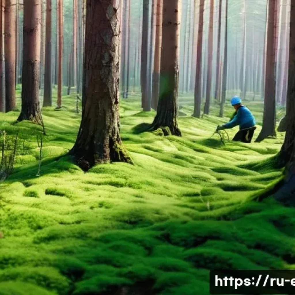 자연 서식지 복원 - **Prompt:** A sunlit clearing in a Siberian pine forest. Focus on the forest floor, teeming with new...