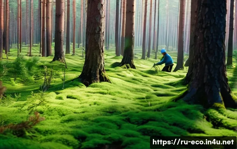 자연 서식지 복원 - **Prompt:** A sunlit clearing in a Siberian pine forest. Focus on the forest floor, teeming with new...
