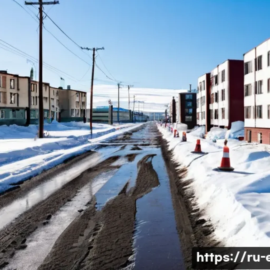지구 온난화 영향 - **Melting Permafrost in a Northern Russian City:**
A wide shot capturing a typical residential s...