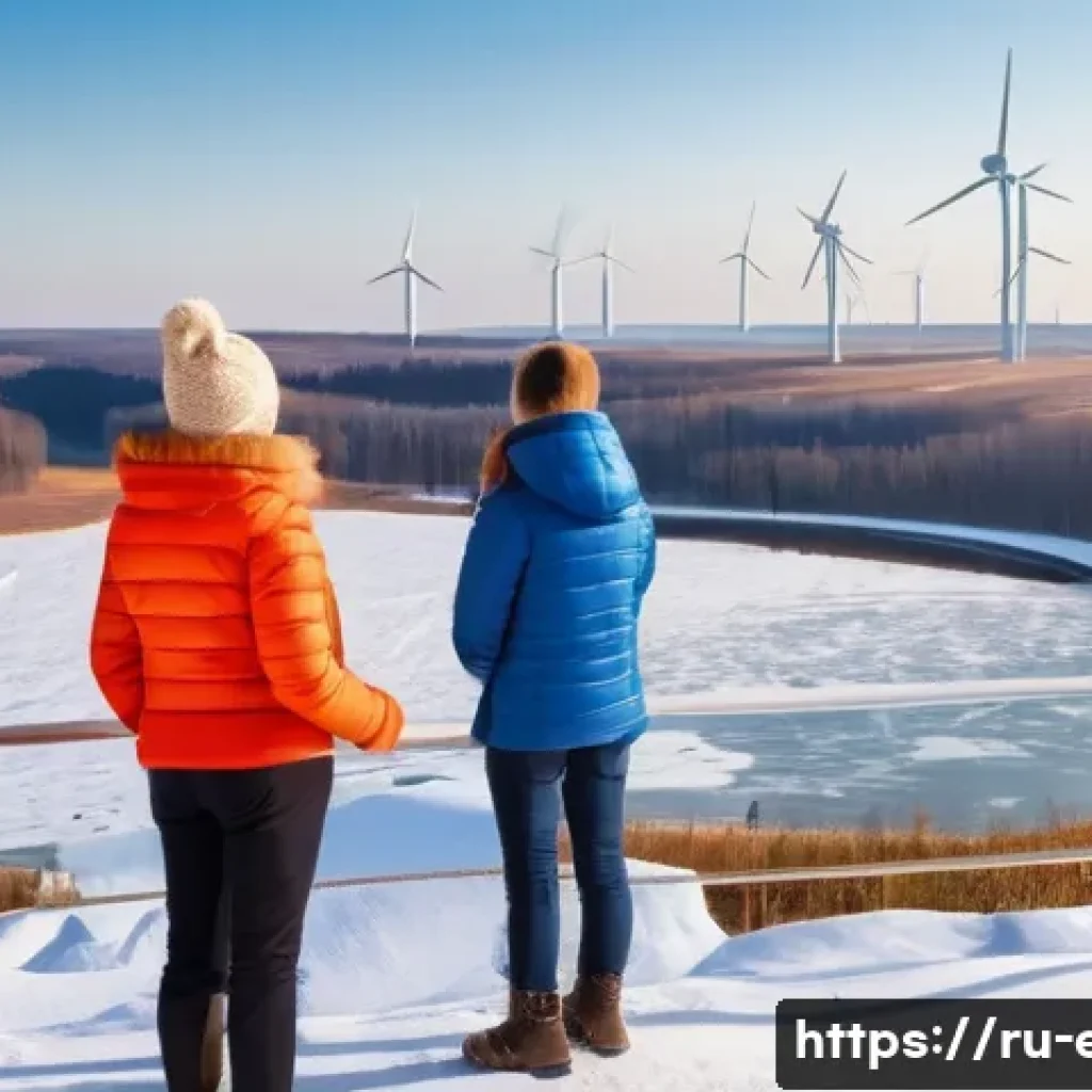 녹색채권과 투자 - **Sustainable Energy in a Russian Landscape:** A serene, panoramic view of a modern wind power plant...