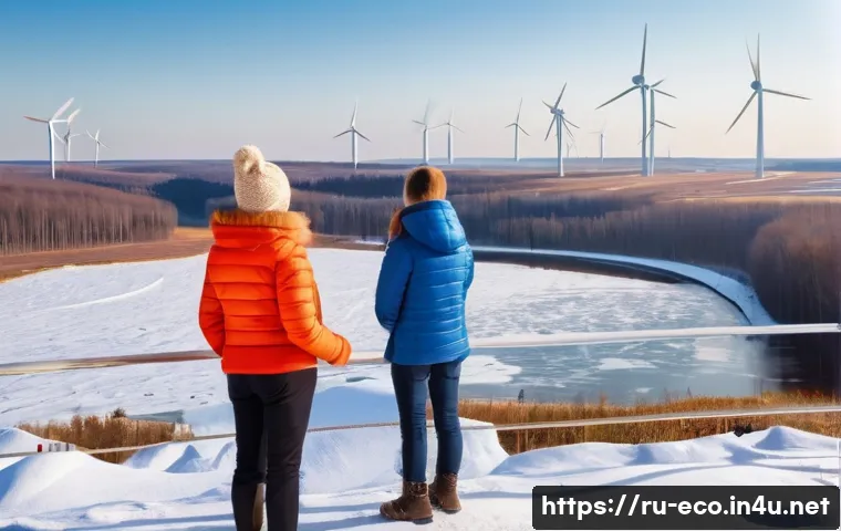 녹색채권과 투자 - **Sustainable Energy in a Russian Landscape:** A serene, panoramic view of a modern wind power plant...